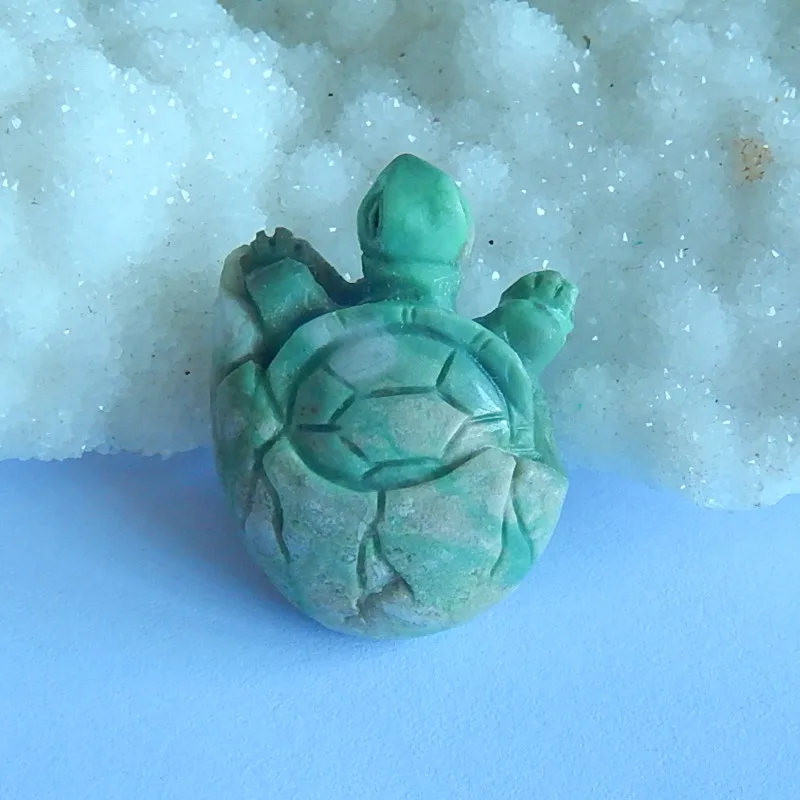 Природные бирюзовый черепахи подвеска из бисера, 30x25x11 мм, 8.98 г