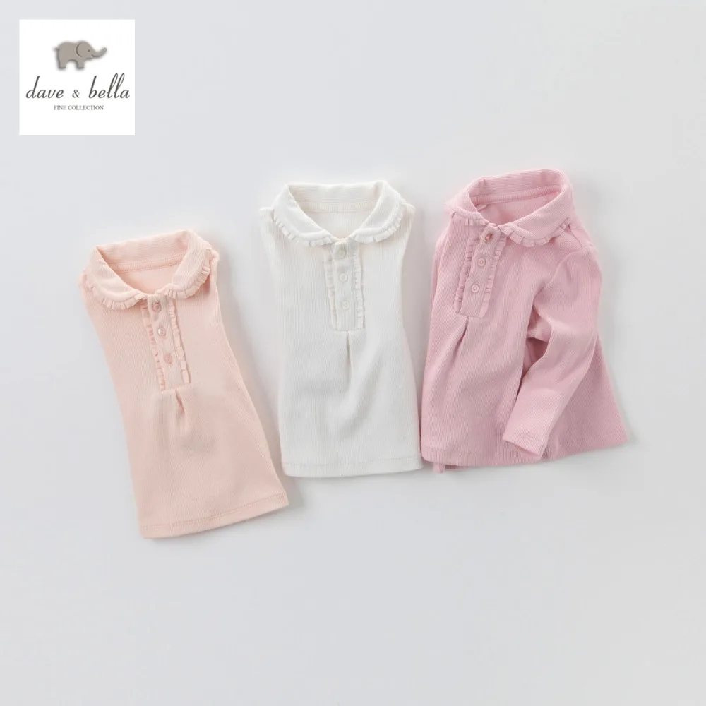 

DB4262 dave bella autumn girl pink lace t shirt  infant clothes girls bow cute T-shirt baby tee girl tops