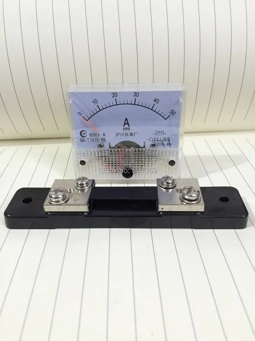 1 шт. аналоговая AMP измерительный прибор с панелью DC 0~ 50A 85C1+ шунта Фирменная Новинка