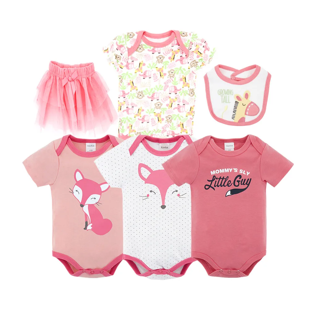 Summer 6 pcs Outfits Baby Clothes Set Cute Girls Newborn Girl Cotton Bowknot Bodysuit Jumpsuit Outfit Set|Комплекты одежды| |