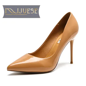 

MLJUESE women pumps thin heels autumn spring office & career patent leather pointed toe high heels free shipping