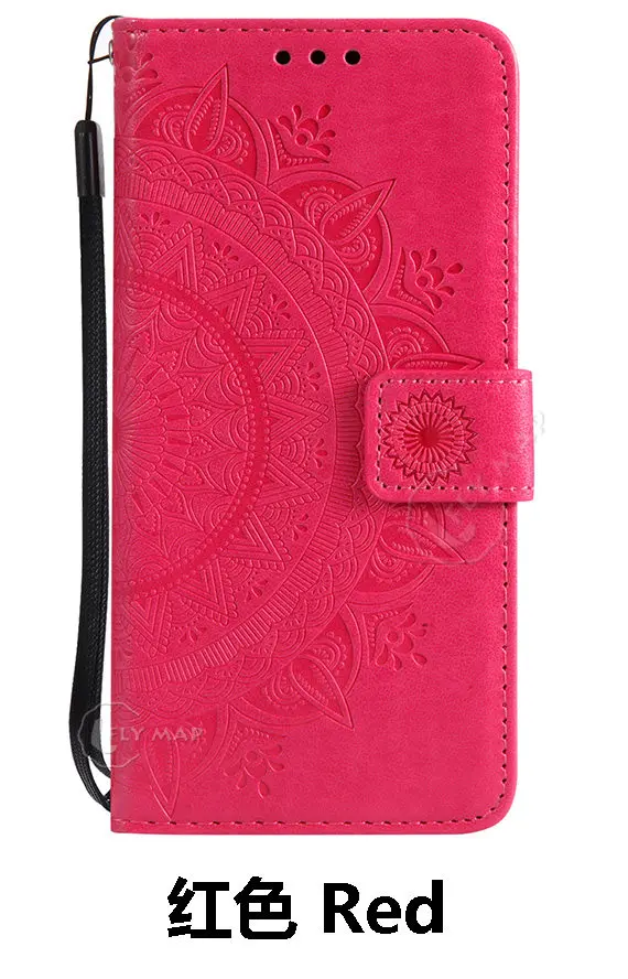 Flip Wallet Case for Huawei Nova Young Floral Tpu Silicone Leather Phone Cover Coque Capa For NovaYoung MYA-L41 MYA L41 Bag - Color: Red