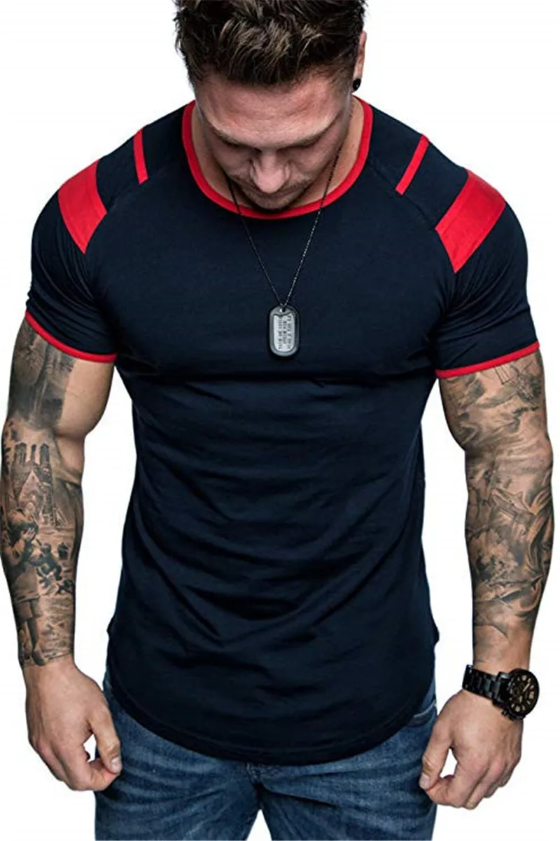 Navy blue GITF, Мужская дышащая футболка для бега, для тренажерного зала, фитнеса, тренировок, тренировок, короткий рукав, футболки, мужские, для бега, тонкие, быстросохнущие, футболки, топы для мужчин - Цвет: Navy blue