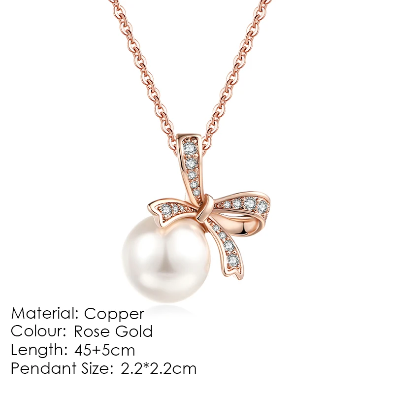 ZHOUYANG имитация жемчуга цепи кулон ожерелье для женщин модные ювелирные изделия розовое золото цвет - Окраска металла: N052