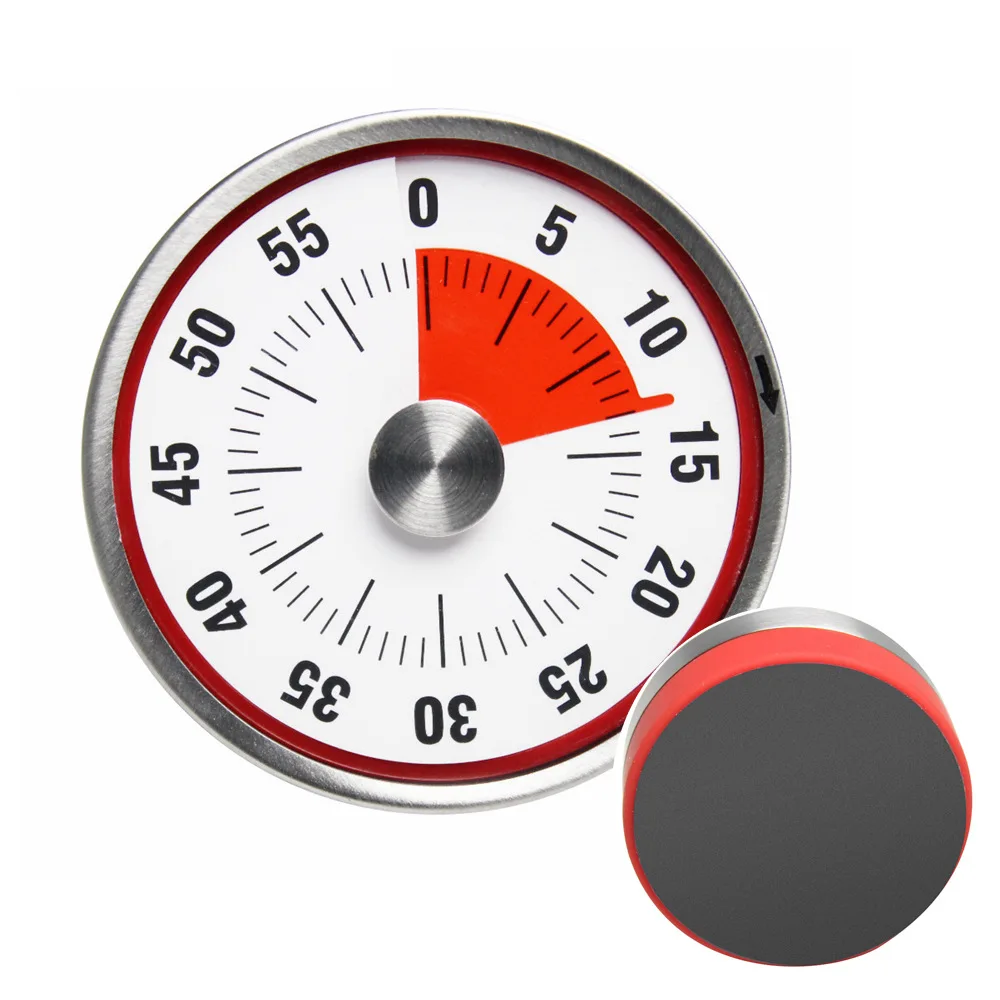 Mechanical Kitchen Timer Stainless Steel Cooking Alarm Clock Counter