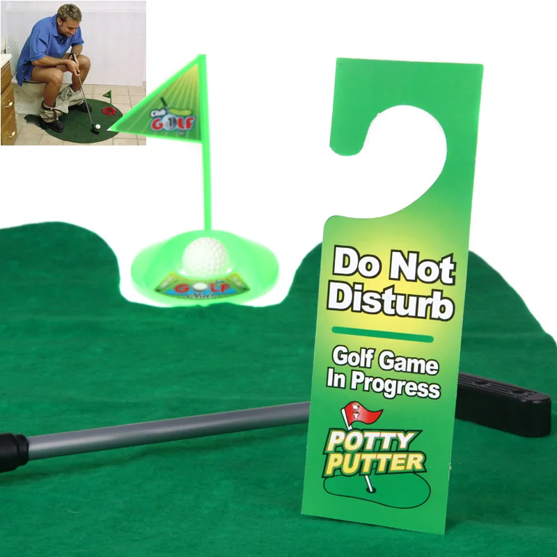 Funny Toilet Bathroom Mini Golf Mat balls Set Potty Putter Putting Game