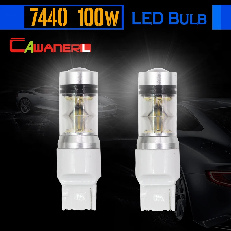 Cawanerl 2 x T20 7440 100 Вт Автомобиля СВЕТОДИОДНАЯ Лампа 2200LM 6000 К белого Авто Свет Задний
