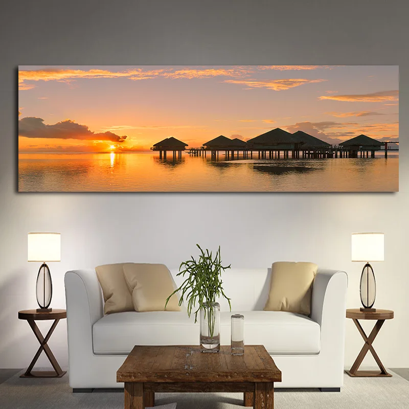 Online Tableau Sonnenaufgang Natürliche Landschaft Poster und Drucke auf Leinwand Kunst Skandinavischen Moderne Wand Bild für Wohnzimmer Bed Room Decor