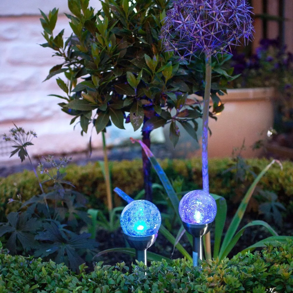 Chiclits 4PCS LED Solar Energy Lamp of Stainless steel outdoor Color Changing Garden Lights Footpath Gardens Lawn Night Lights