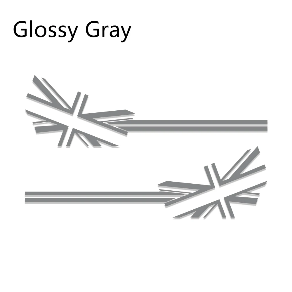 2 шт. автомобиль Стикеры флаг Стиль сбоку нашивки наклейки для Mini Cooper R56 R57 R58 R50 R52 R53 R59 R61 R60 F60 F55 F56 F54 аксессуары - Название цвета: Glossy Gray