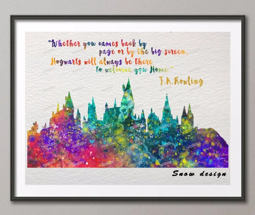 Hogwarts Castle Quote Original Watercolor canvas painting ...