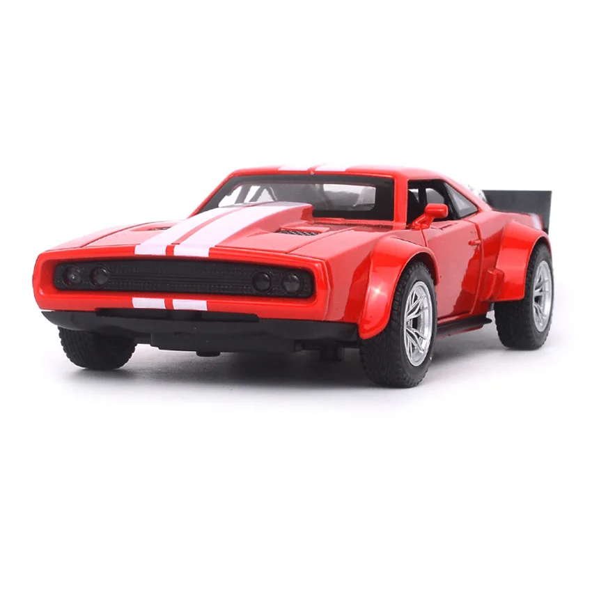 

Hot sale 1:32 Scale 15CM Charger Alloy Car 3 Door can open Diecast Model Toy with wheel sound light Christmas Gift toy for kids