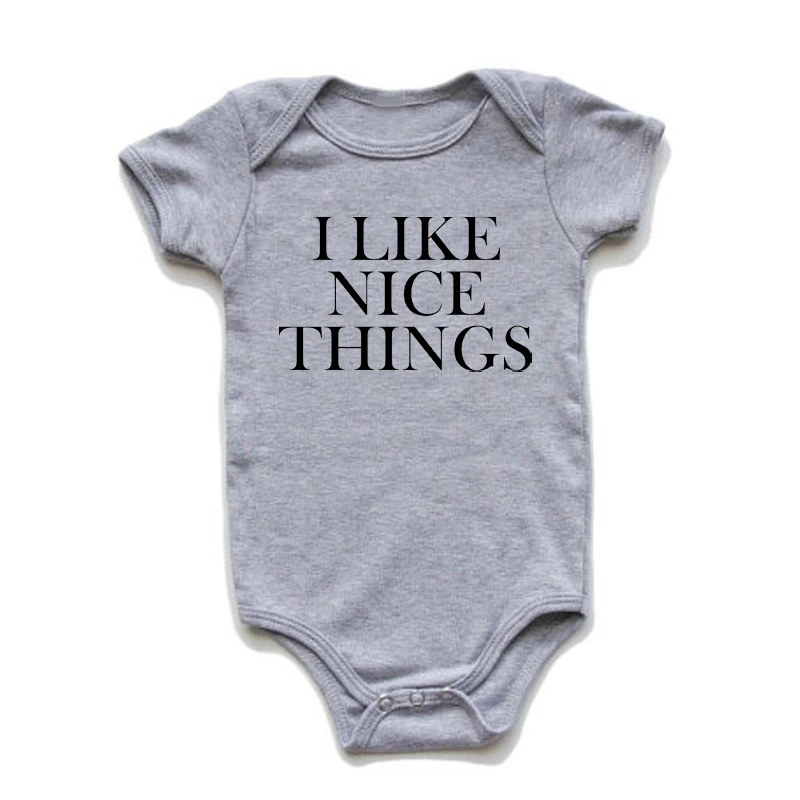 Summer Baby Romper Newborn Letter Printing I Like Nice Things Romper Cotton Infants Baby Jumpsuit Short Sleeve Clothes