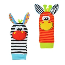 Buy 1Pair Baby Socks Rattle Toys Soft Animal Wrist Rattle Foot Socks Multicolor Cute Cartoon Infant Hand Bells Sock Wear 0~24 Months Free Shipping