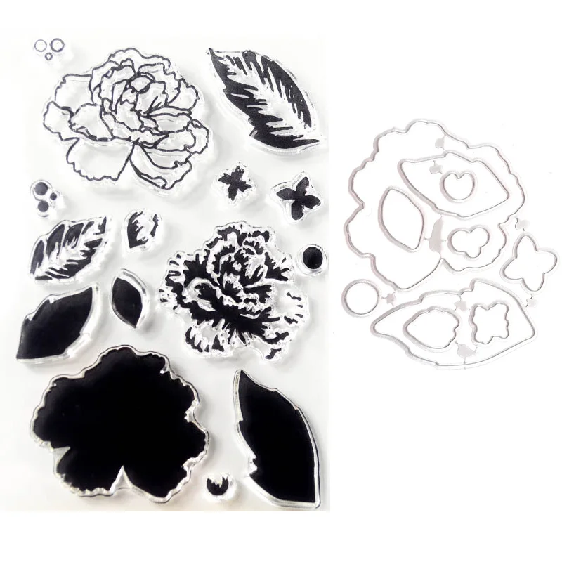 

Flower transparent clear stamp/ cutting dies DIY Die Cut Stencil Decorative Scrapbooking Craft Card stencils template