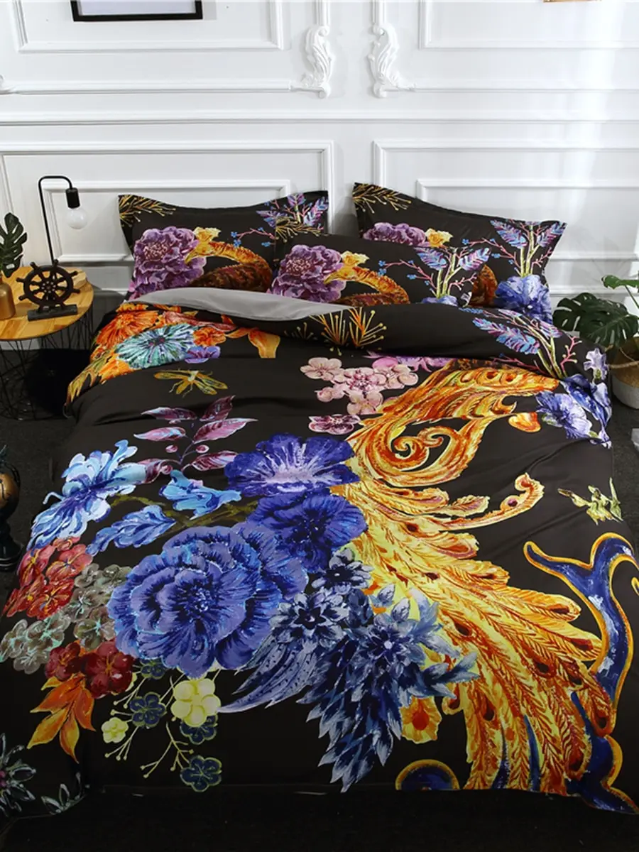 

3 Pcs Bed Linen Set Delicate Glorious Floral Printed Comfy Bedclothes