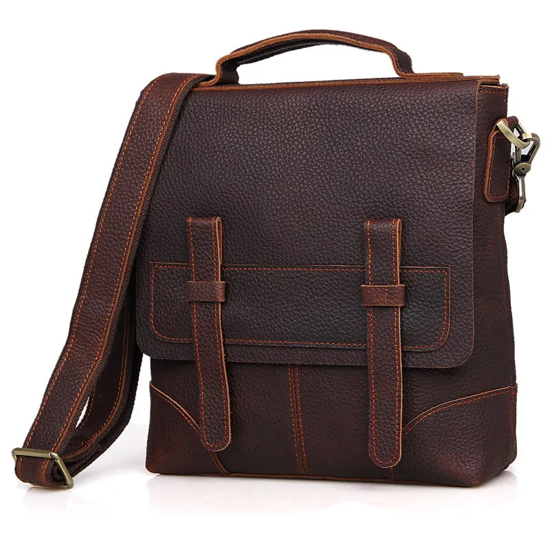 

LOVMAXI Natural Cow Leather Vintage Men Shoulder Bags Lichee First Layer Leather Handbags Coffee Messenger Bag For Male Business
