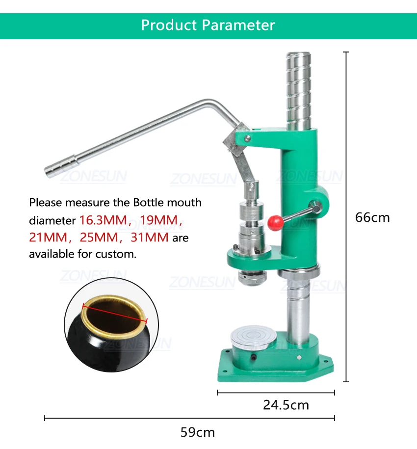 Zonesun ручное оборудование спрей бутылка аэрозоль алюминиевая бутылка обжимной укупорки прессования машина для Солнцезащитный спрей медицина очиститель автомобильный