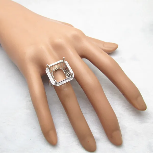 15x15 мм Подушки Cut SOLID 14 К Белое Золото Полный Diamond Установочное кольцо r444 15x15 мм Подушки Cut SOLID 14 К Белое Золото Полный Diamond Установочное кольцо r444