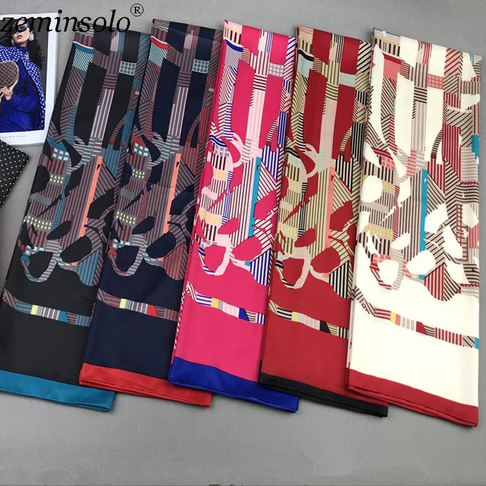 Дизайн женский саржевый шелковый шарф 130*130 см квадратные атласные шарфы для женщин с принтом волос Шелковый шарф хиджаб бандана шали палантины