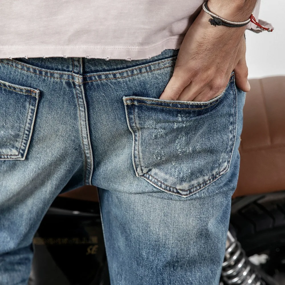 SIMWOOD New 2019 Spring Jeans Men Hole Ankle-Length Pants Cotton Denim Trouser Male Slim Fit Brand Clothing High Quality 190023