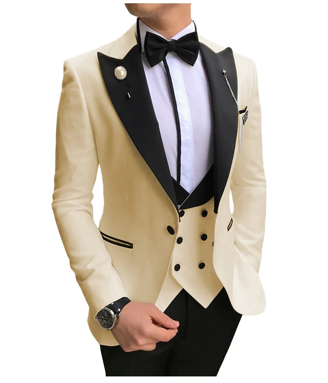 Herren Anzug 3-teilig Slim Fit - Business Anzug Mit Blazer, Weste Und Hose