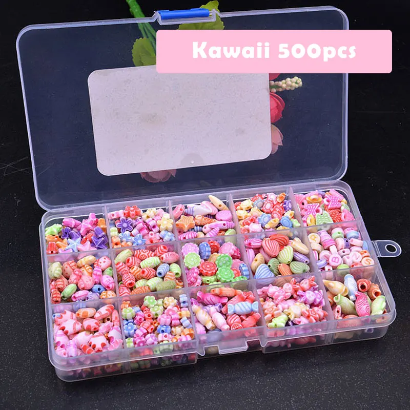 500pcs Bead Kit DIY Toys For Children Lacing Bead Sets For Girls Handmade Necklace Toys For Girls 7 Years Handcraft MK2764H