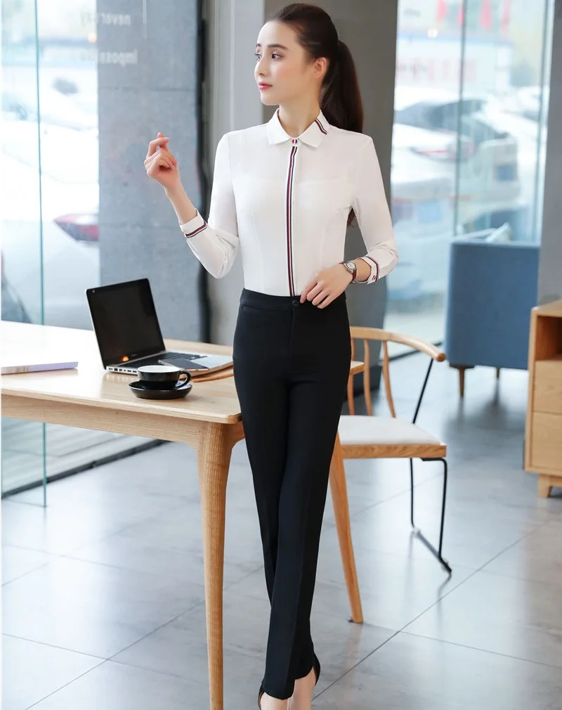 business pantsuit with blouse