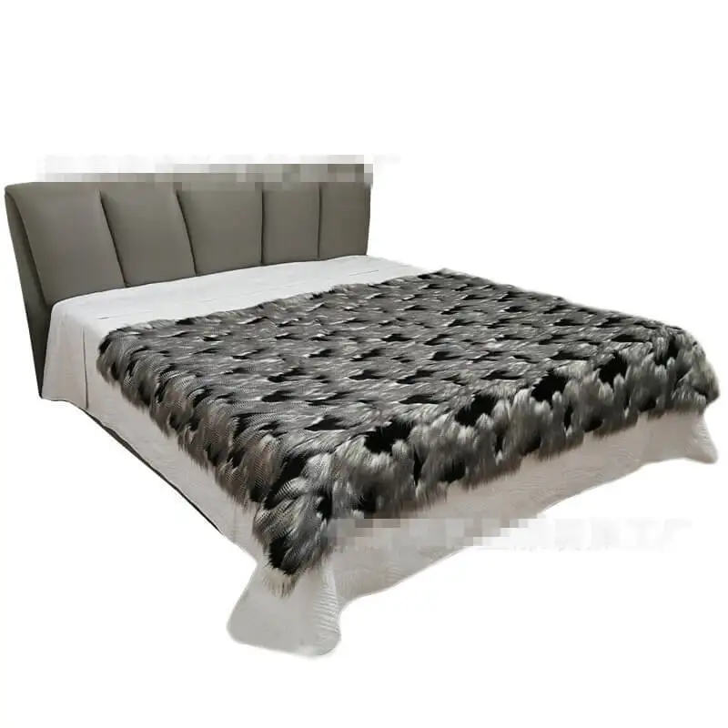 

LeRadore Artificial Wool Blanket Bed Tail Towel Hotel Decoration Cushion Cover Bolster Super Soft Plush Leather Bed Textiles