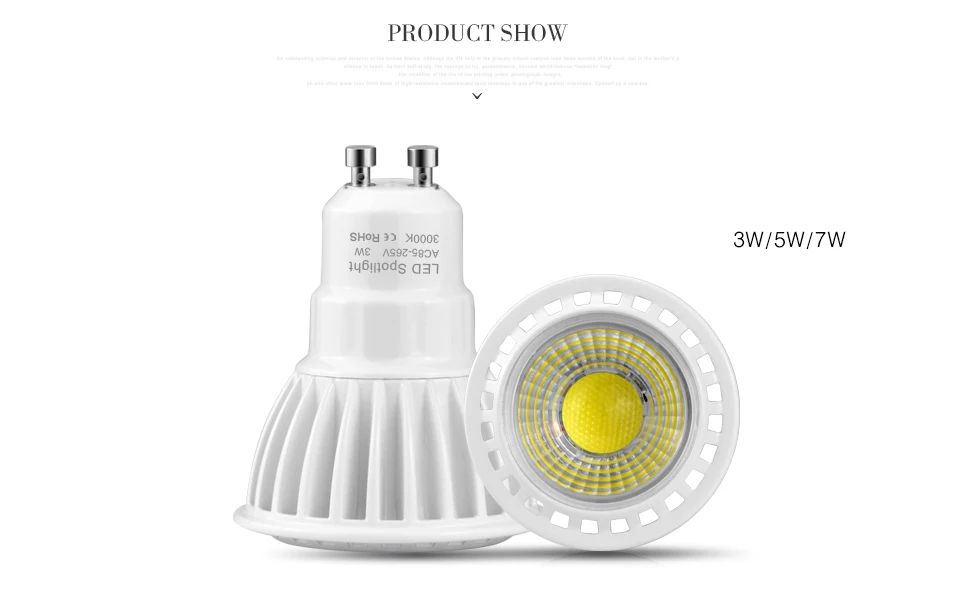 Алюминиевый GU10 Светодиодный светильник с регулируемой яркостью, переменный ток 85-265 в 110 В, встраиваемый COB Светодиодный точечный светильник 3 Вт 5 Вт 7 Вт ярче, чем галогенная лампа