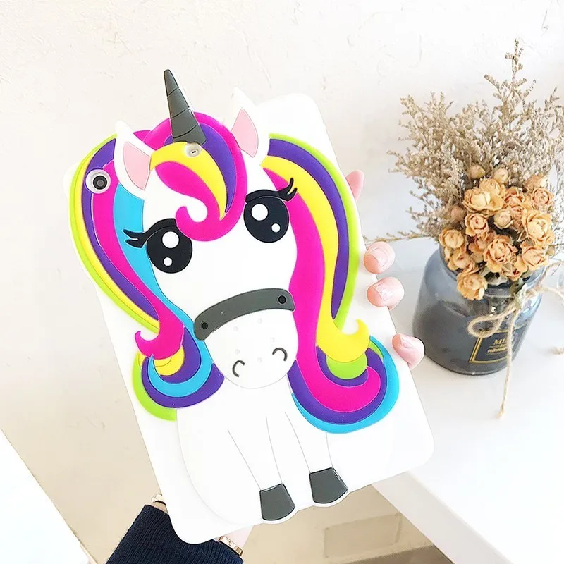 

Cute Cartoon Unicorn Rubber Tablet Case for iPad Pro Air Air 2 2018 9.7 inch Soft Cover for iPad 7.9 inch Mini 1 2 3 4 Funda