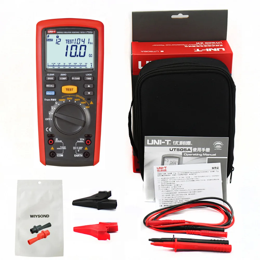 

M097 UNI-T UT505A 1000V Digital True RMS Megger Insulation M097 Resistance Meter Tester Multimeter Ohm Voltmeter Megohmmeter