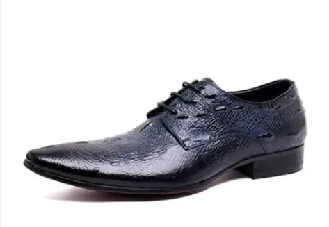 

2018 Cowhide Crocodile pattern Men's leather pointy leather shoes British business is wearing breathable single shoe wedding sho