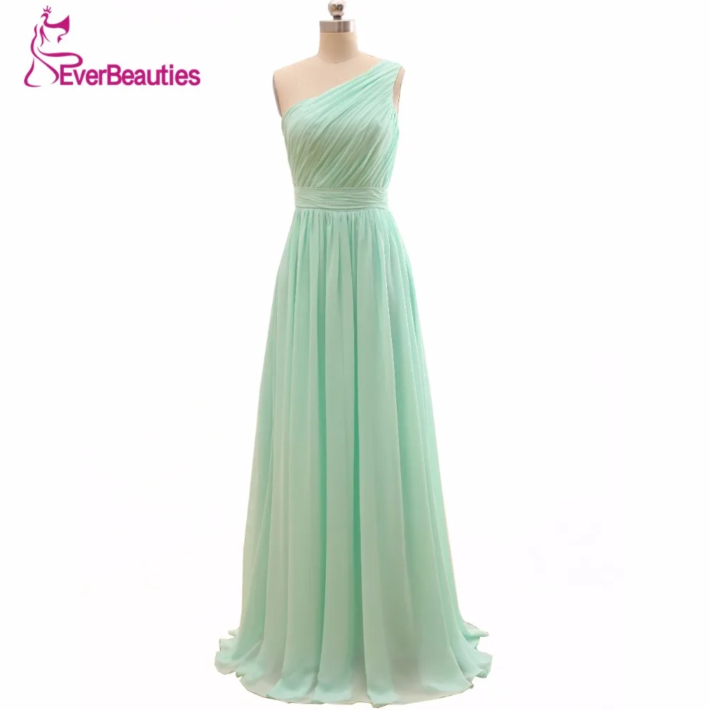 2015 Long Cheap Mint Green Bridesmaid Dresses Under 50 Floor Length Chiffon A Line Vestido De
