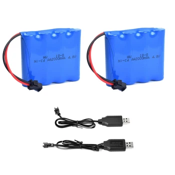 

4.8v Rechargeable 4xaa Battery Pack 2000mah Ni-cd Battery For Aircraft Rc Boat Remote Control Off-road Vehicle Car + Usb Charger