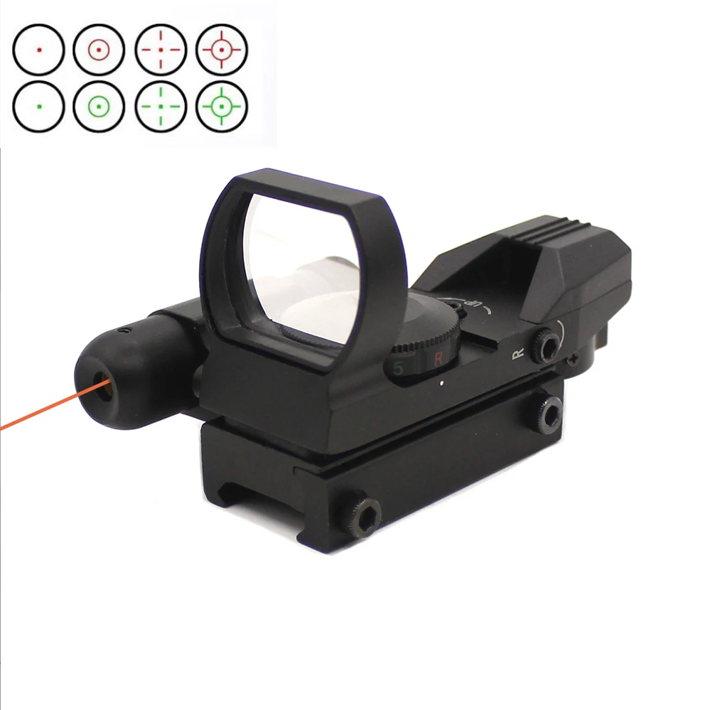Тактический рефлекторный красный/зеленый лазер 4 Сетка голографическая проекция точка зрения и красный лазерный прицел Airgun прицел охотничий рельс