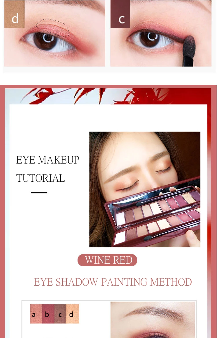 HOLD LIVE 10 Colors Matte Shimmer Eyeshadow Palette Maple Song Love Pigment Glitter Red Eye Shadow Pallete Nude Cosmetics Makeup (10)