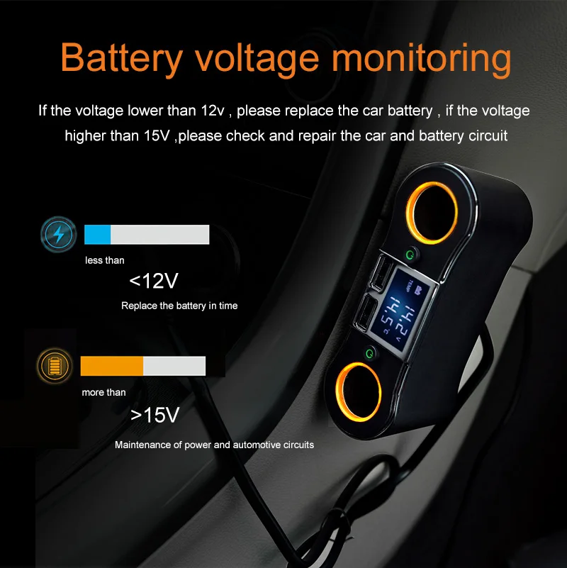 Устройство для автомобиля с двумя портами USB Зарядное устройство 12 V/24 V мобильного телефона автомобильное Зарядное устройство светодиодный Дисплей 2-гнездо прикуривателя адаптер для BMW ford mondes