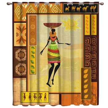 

African Girl Room Curtains Large Window Curtain Rod Bathroom Outdoor Bedroom Fabric Decor Print Party Decoration Valance Curtain