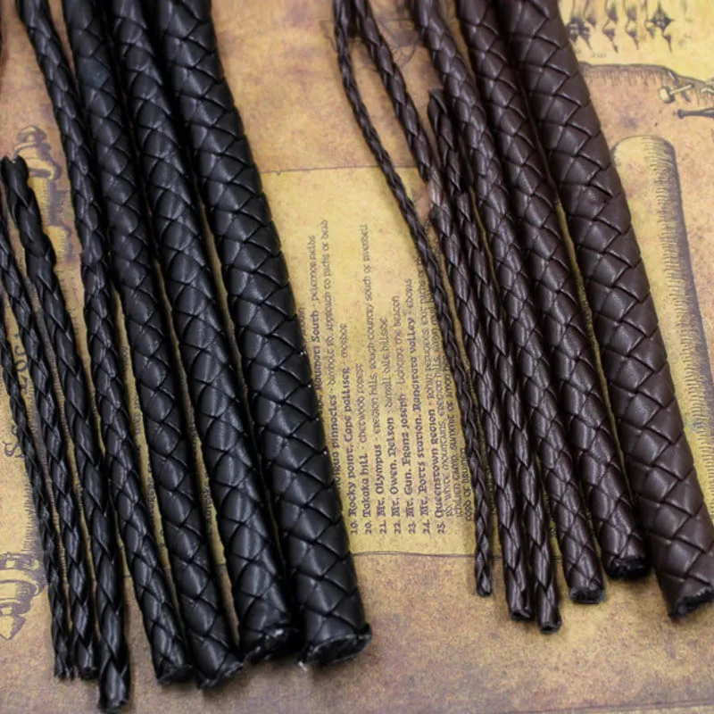 REGELIN 5meter Brown Braided PU Leather Bracelet Findings 3/4/5/6mm Round Leather Cord String Rope DIY Necklace Bracelet Making