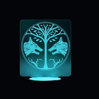 

Creative 3D Visual 7 Colorful Double Wolf Tree Modeling Light Fixture Decor Gift Led Desk Lamp Usb Baby Bedside Sleep Nightlight