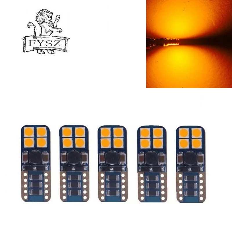 

5Pcs T10 W5W 4W 3000K Cars From Canbus Led Yellow Emitting Diodes 3030 Independent Led Bulb No Errors Univ era Auto Lamp DC 12V