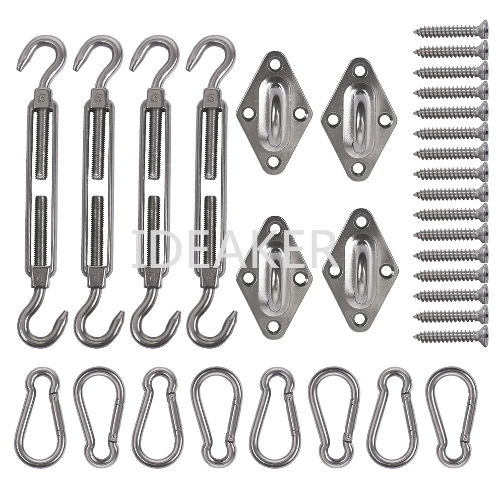 16 шт. 304 Нержавеющая сталь 6-inch сверхмощный тени паруса комплект оборудования для прямоугольник ВС паруса, оттенок аксессуары для парусного