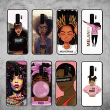 Pour Samsung Galaxy S8 S9 S10 S10e Plus E lite Note 8 9 10 A7 A8 Poppin mélanine noir fille Aba mode doux étui de téléphone antichoc(China)