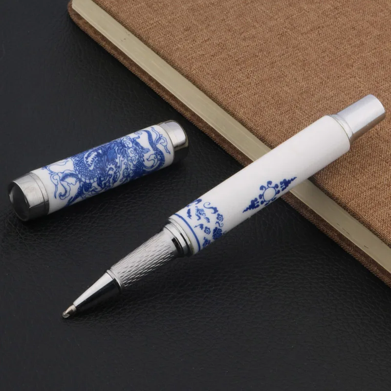 

Blue and White Porcelain With Dragon Painting Trim Rollerball Pen