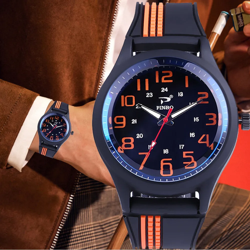

Top Luxury Male Men Watches Fashion Quartz Sport Wrist Watch Temperament Wild silicone strap Mens Clock Relogio Masculino