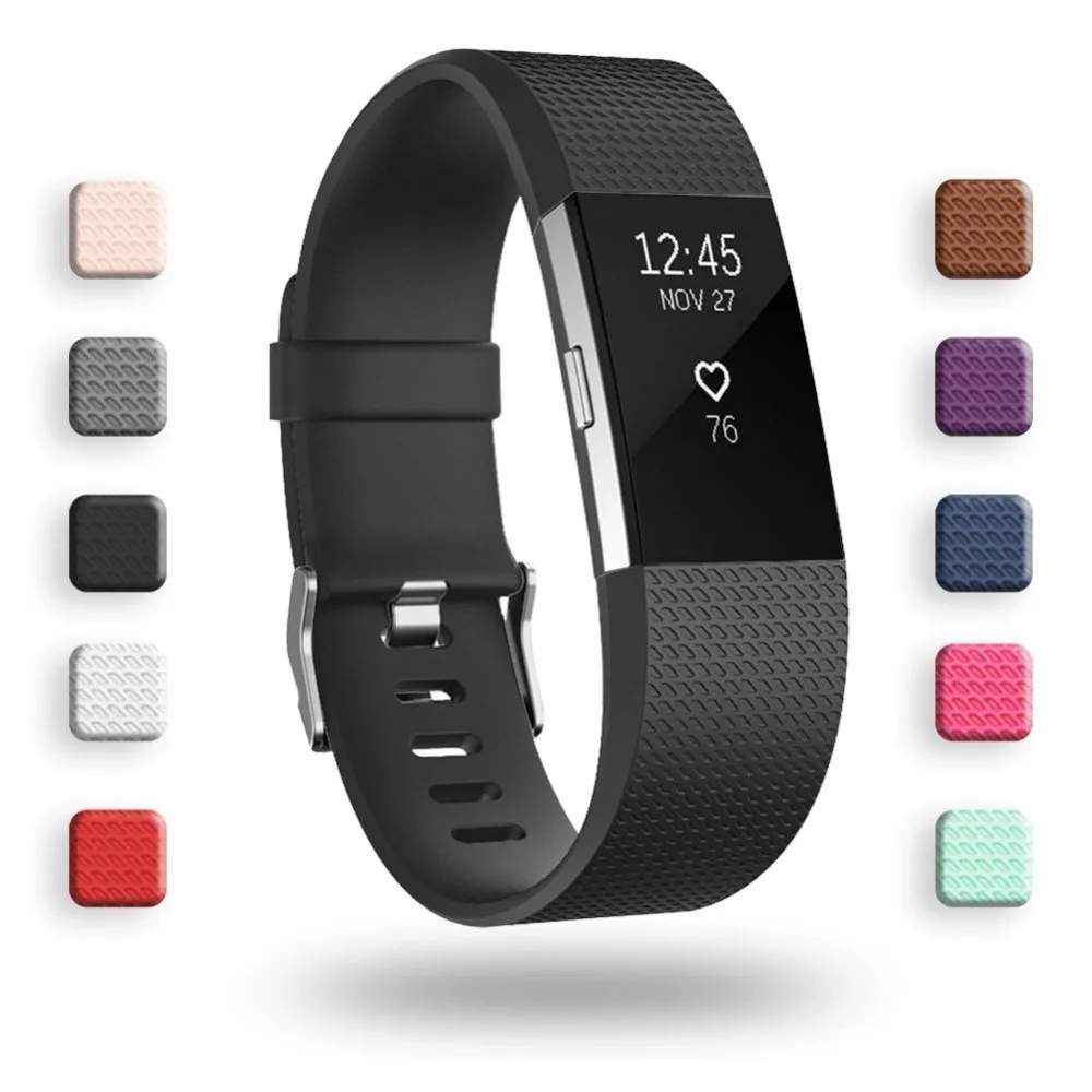 Soft Silicone Watch Strap for Fitbit Charge 2 Replacement