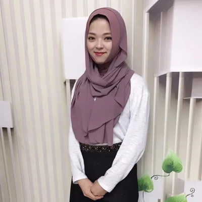 Мусульманский шифоновый шарф простой хиджаб исламский лоскутный мусульманский шарф+ внутренний хиджаб 11 цветов