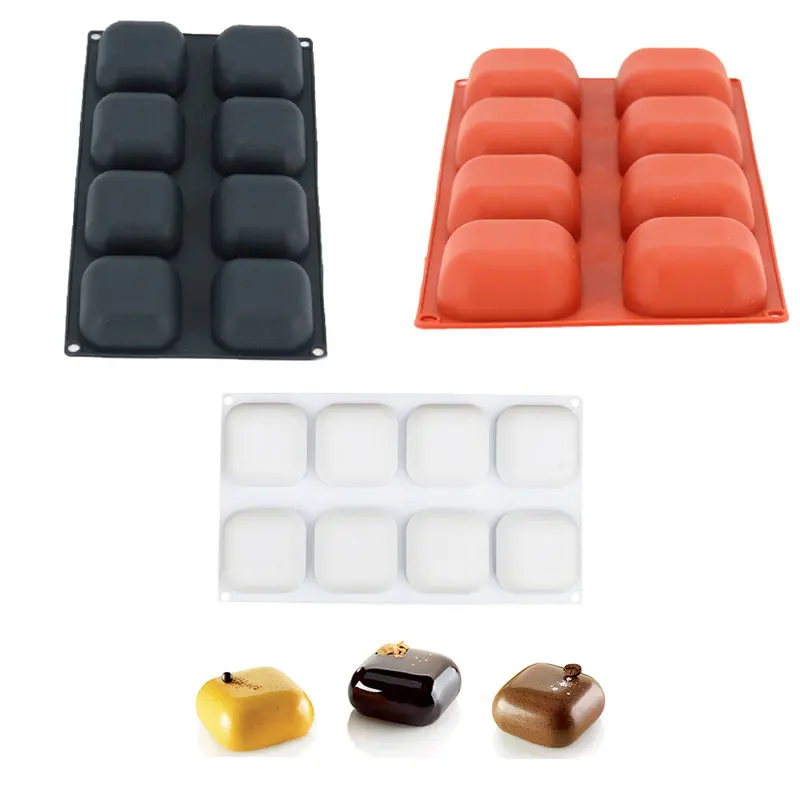 

Yiwumart 3D Silicone 8-Cavity Square Gem Design Cake Baking Mold For Mousse Cheese Chocolate Pudding Dessert Decorating Tools