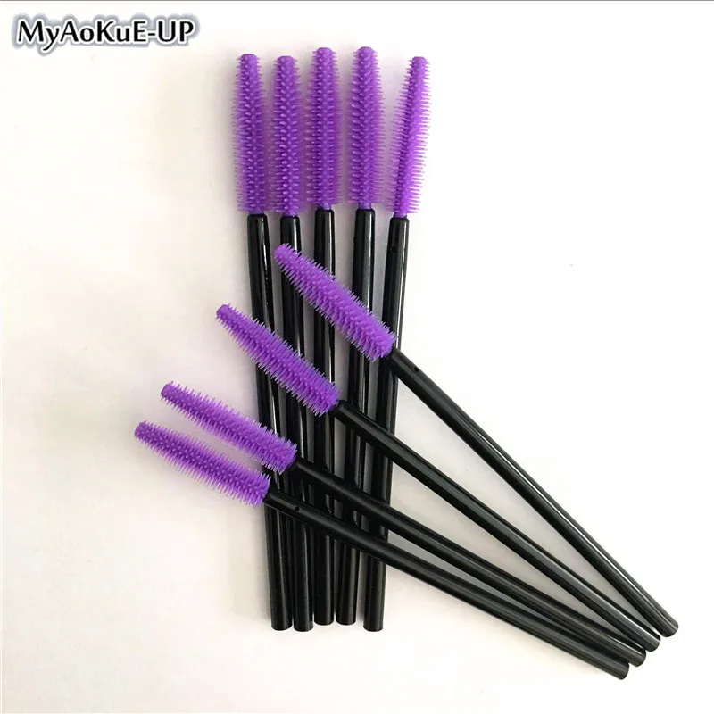 

New Cosmetic Disposable Eyelash Brushes 200pcs Eyelash Extension Wand Applicator Dark Purple color Make Up Brush Tool